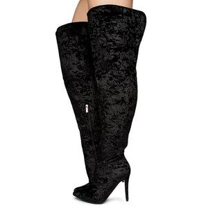 DEDICATE OVER THE KNEE BOOTS / CRUSH VELVET / BLACK